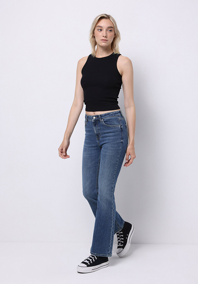 Regular Fit Kadın İndigo Jean Pantolon