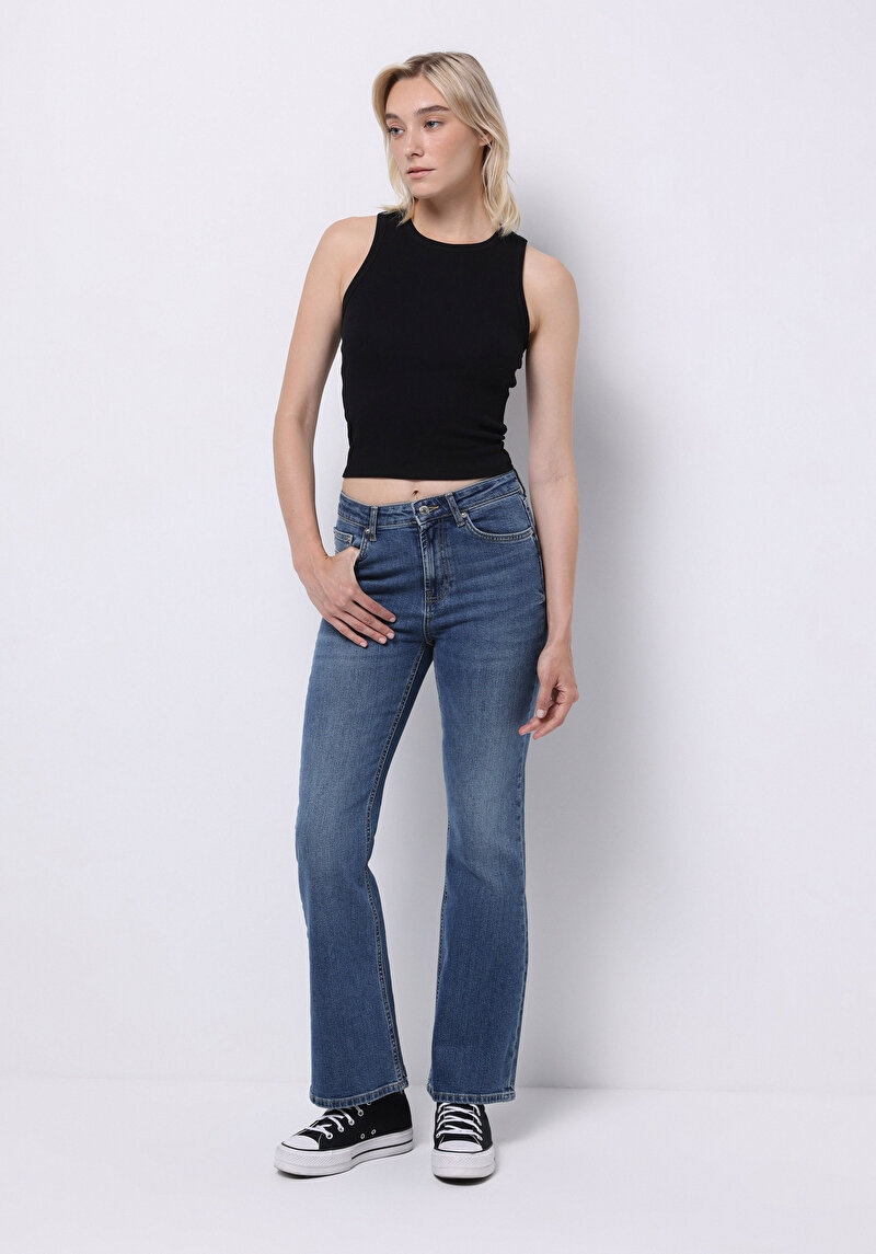 Regular Fit   Kadın İndigo Jean Pantolon
