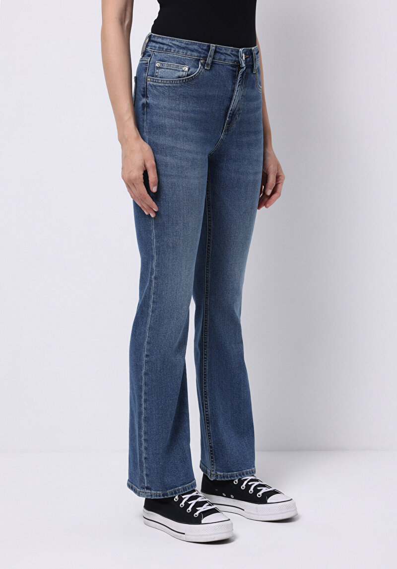 Regular Fit   Kadın İndigo Jean Pantolon
