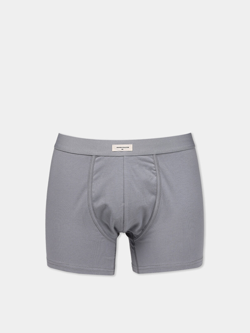 Modern Fit Düz Erkek Gri Boxer