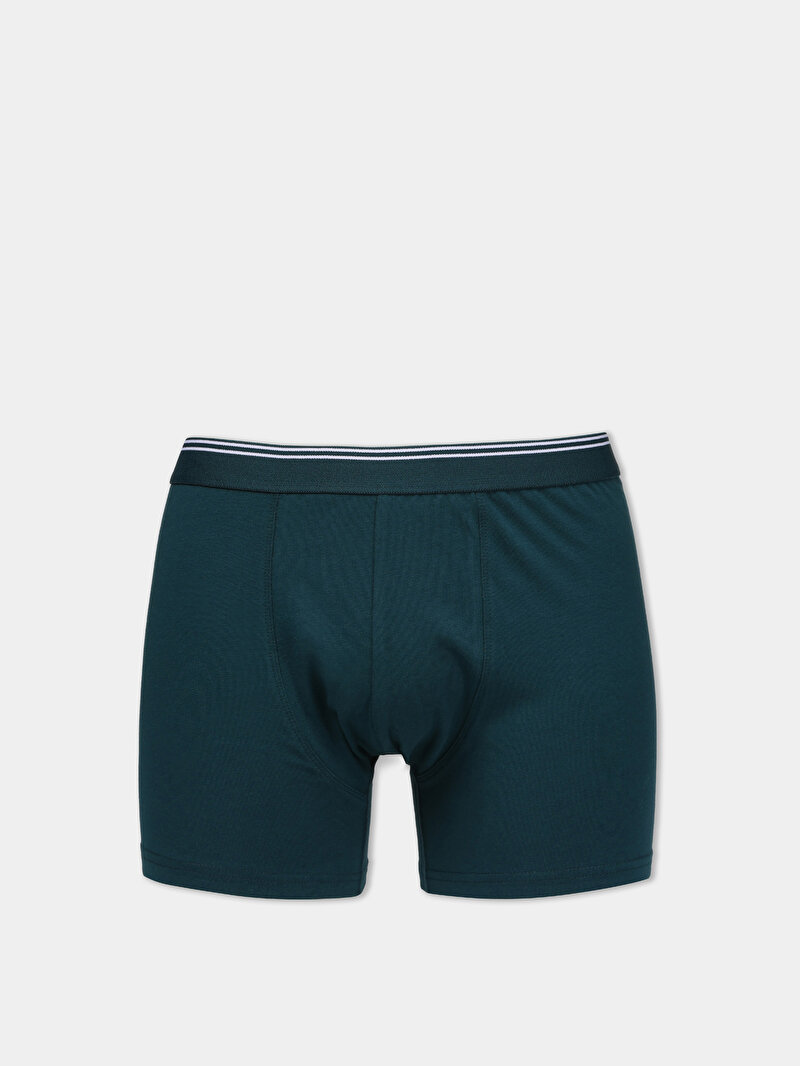 Modern Fit Düz Erkek Yeşil Boxer