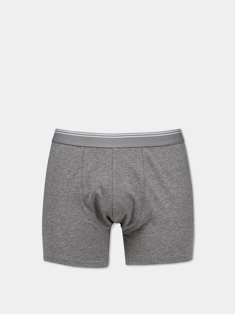 Modern Fit Düz Erkek Gri Boxer