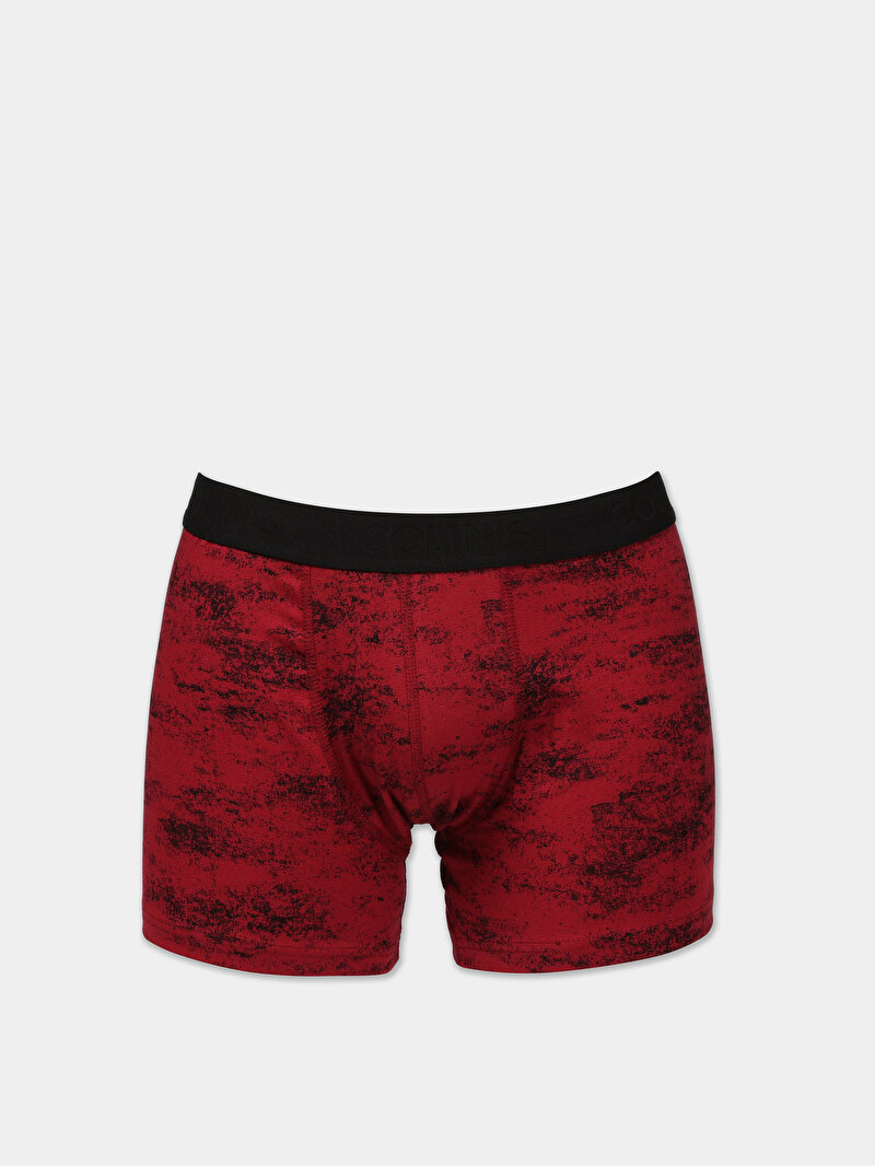 Modern Fit Baskılı Erkek Kirmizi Boxer