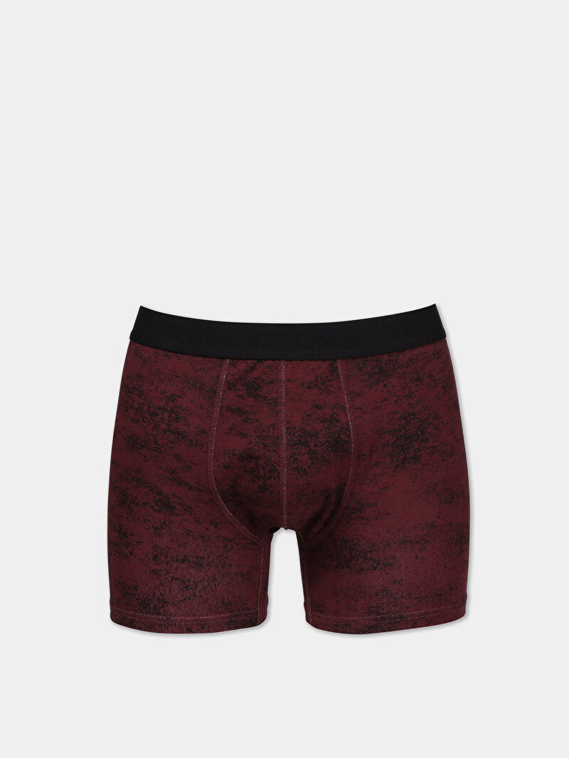 Modern Fit Baskılı Erkek Kirmizi Boxer