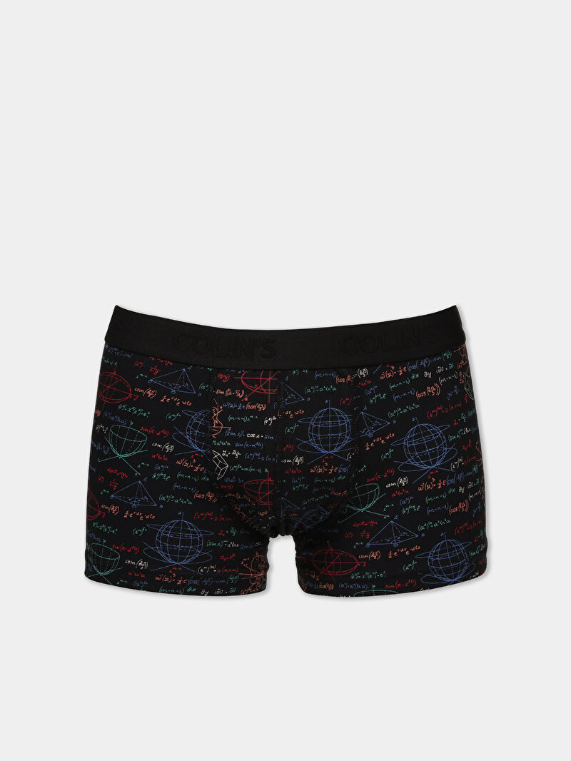 Modern Fit Baskılı Erkek Siyah Boxer