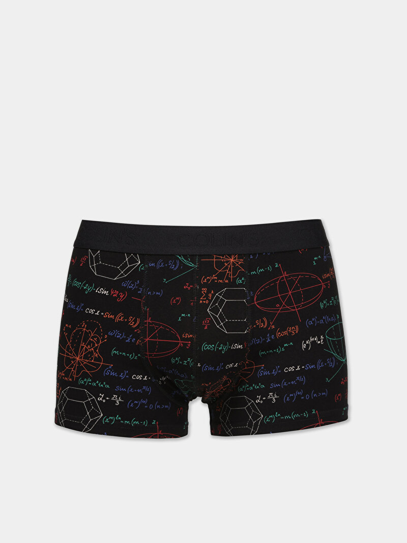 Modern Fit Baskılı Erkek Siyah Boxer