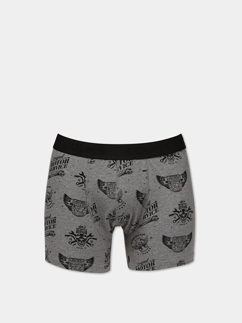 Modern Fit Baskılı Erkek Gri Boxer