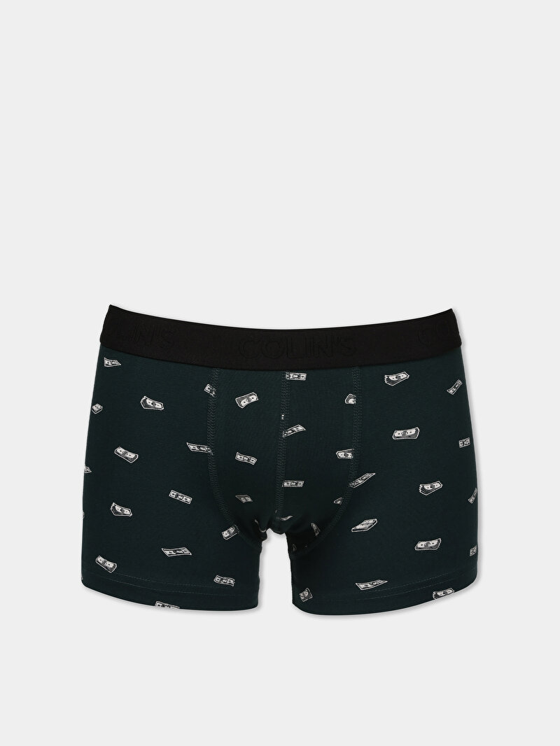 Modern Fit Baskılı Erkek Yeşil Boxer