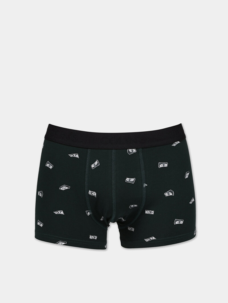 Modern Fit Baskılı Erkek Yeşil Boxer