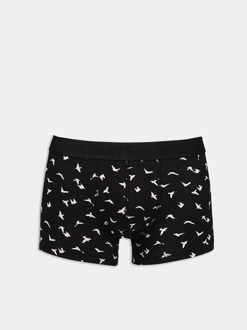 Modern Fit Baskılı Erkek Siyah Boxer