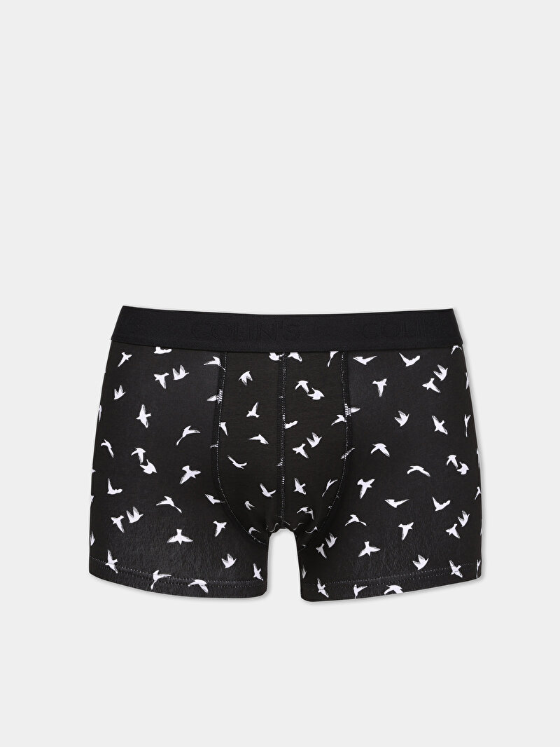 Modern Fit Baskılı Erkek Siyah Boxer