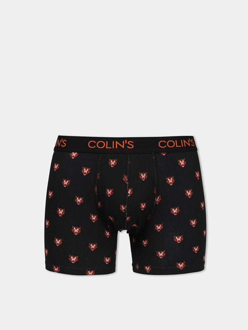 Modern Fit Baskılı Erkek Siyah Boxer