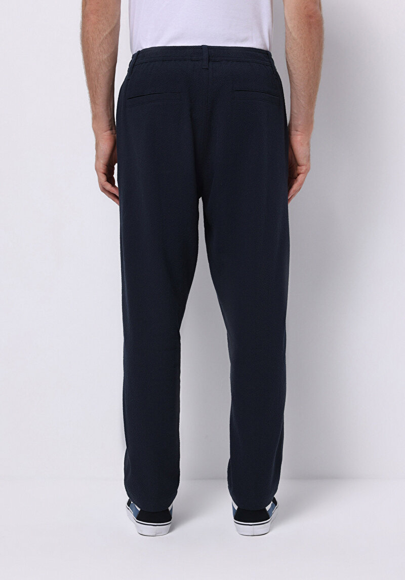 Regular Fit Orta Bel Düz Paça Erkek Lacivert Pantolon