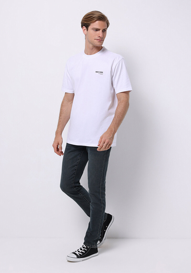 Slim Fit   Erkek Yeşil Jean Pantolon