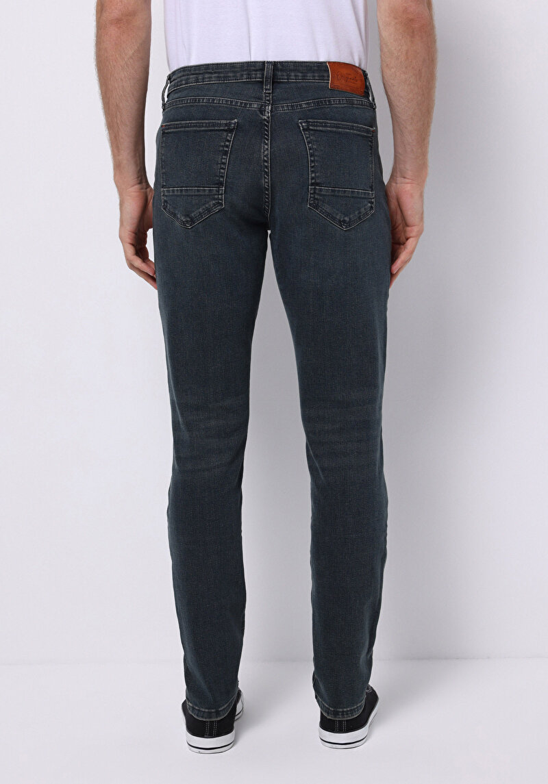 Slim Fit   Erkek Yeşil Jean Pantolon