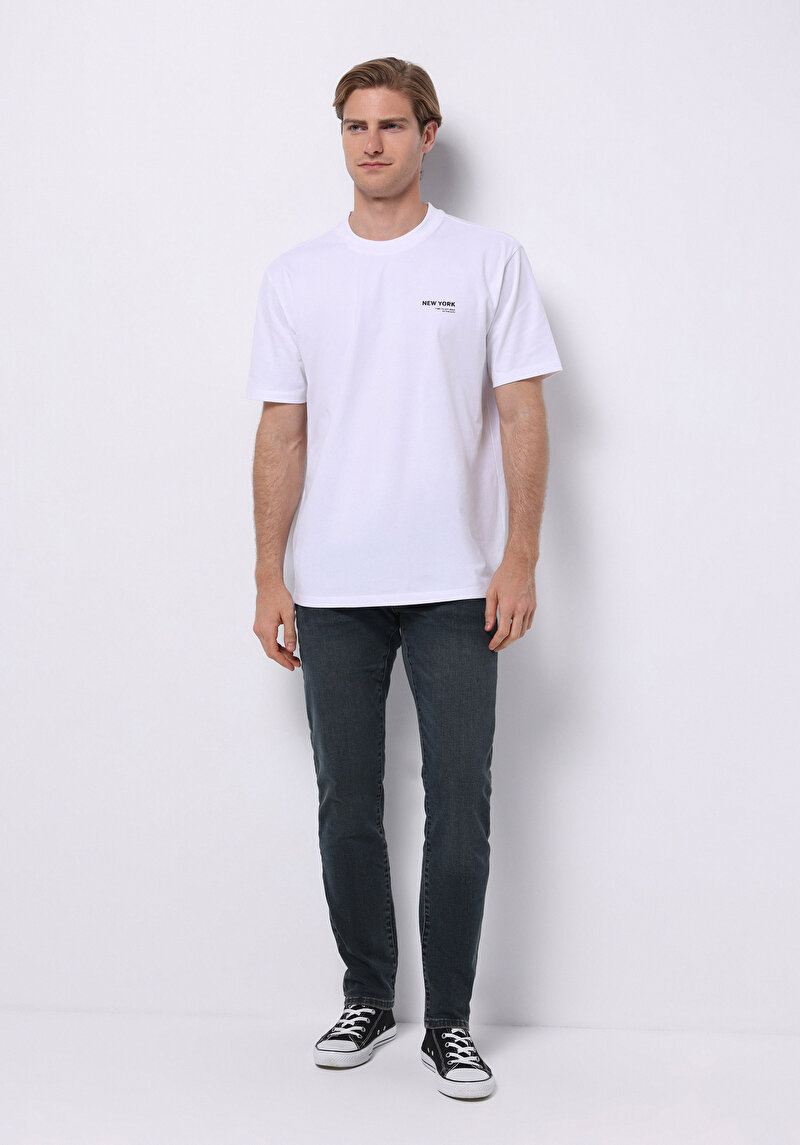 Slim Fit   Erkek Yeşil Jean Pantolon