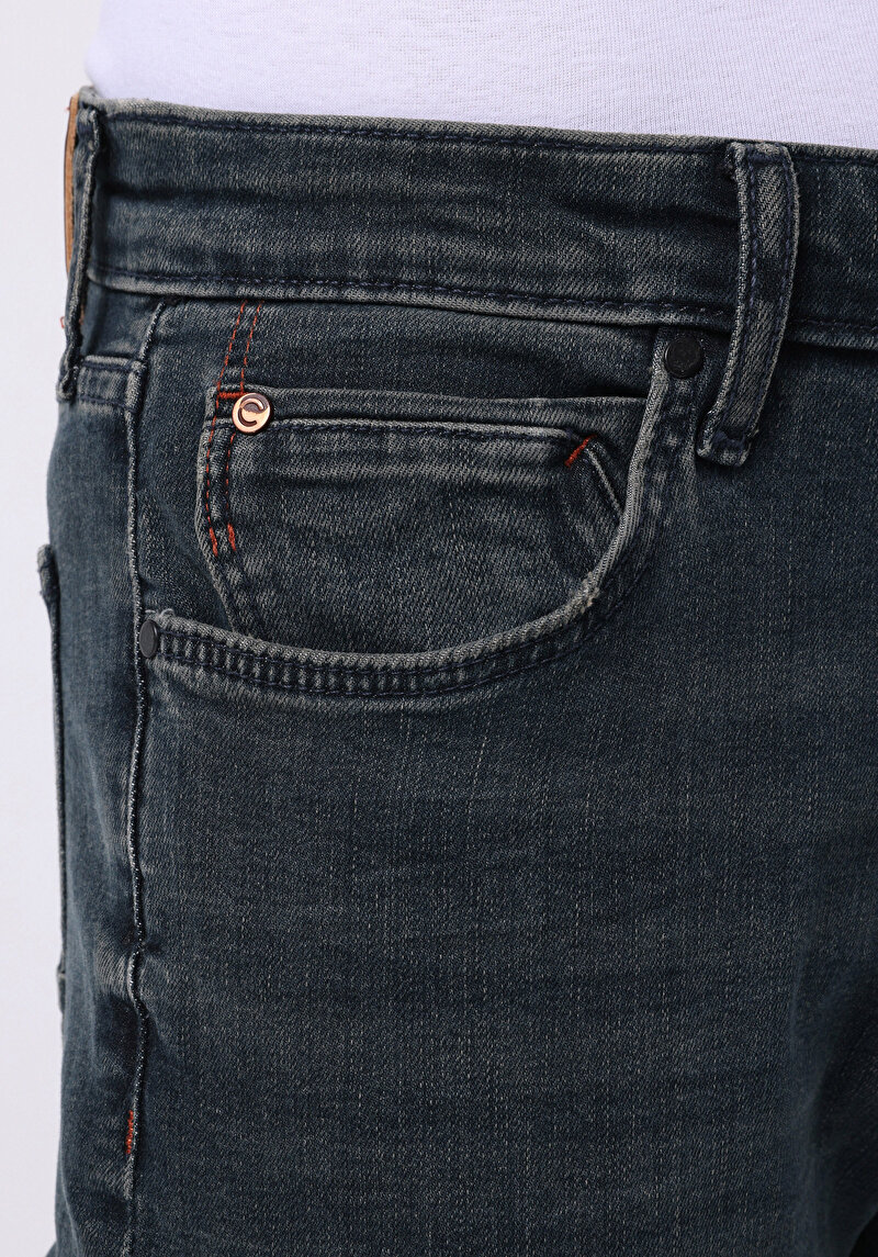 Slim Fit   Erkek Yeşil Jean Pantolon