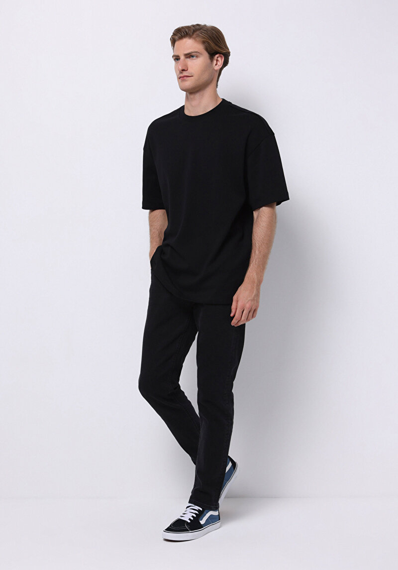 Regular Fit Erkek Siyah Jean Pantolon