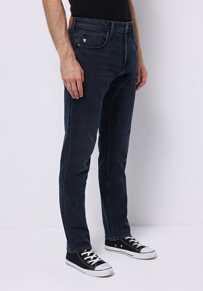 Regular Fit Erkek Koyu İndigo Jean Pantolon