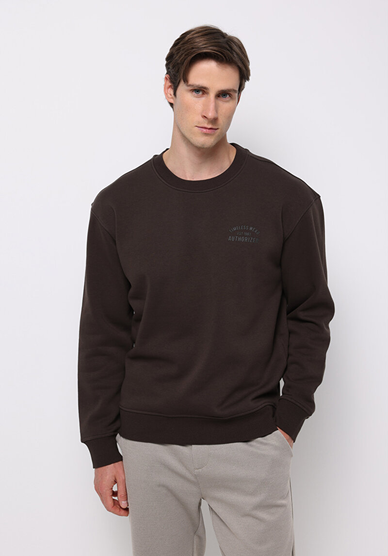 Comfort Fit   Erkek Kahverengi Sweatshirt