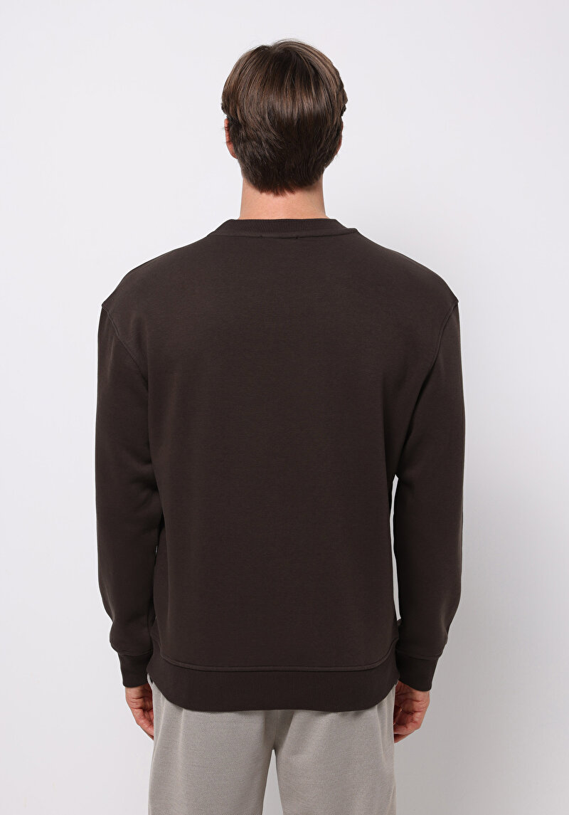 Comfort Fit Erkek Kahverengi Sweatshirt
