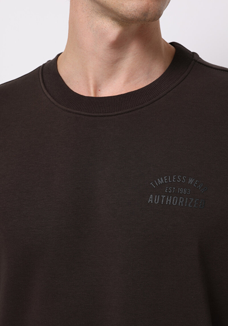 Comfort Fit Erkek Kahverengi Sweatshirt