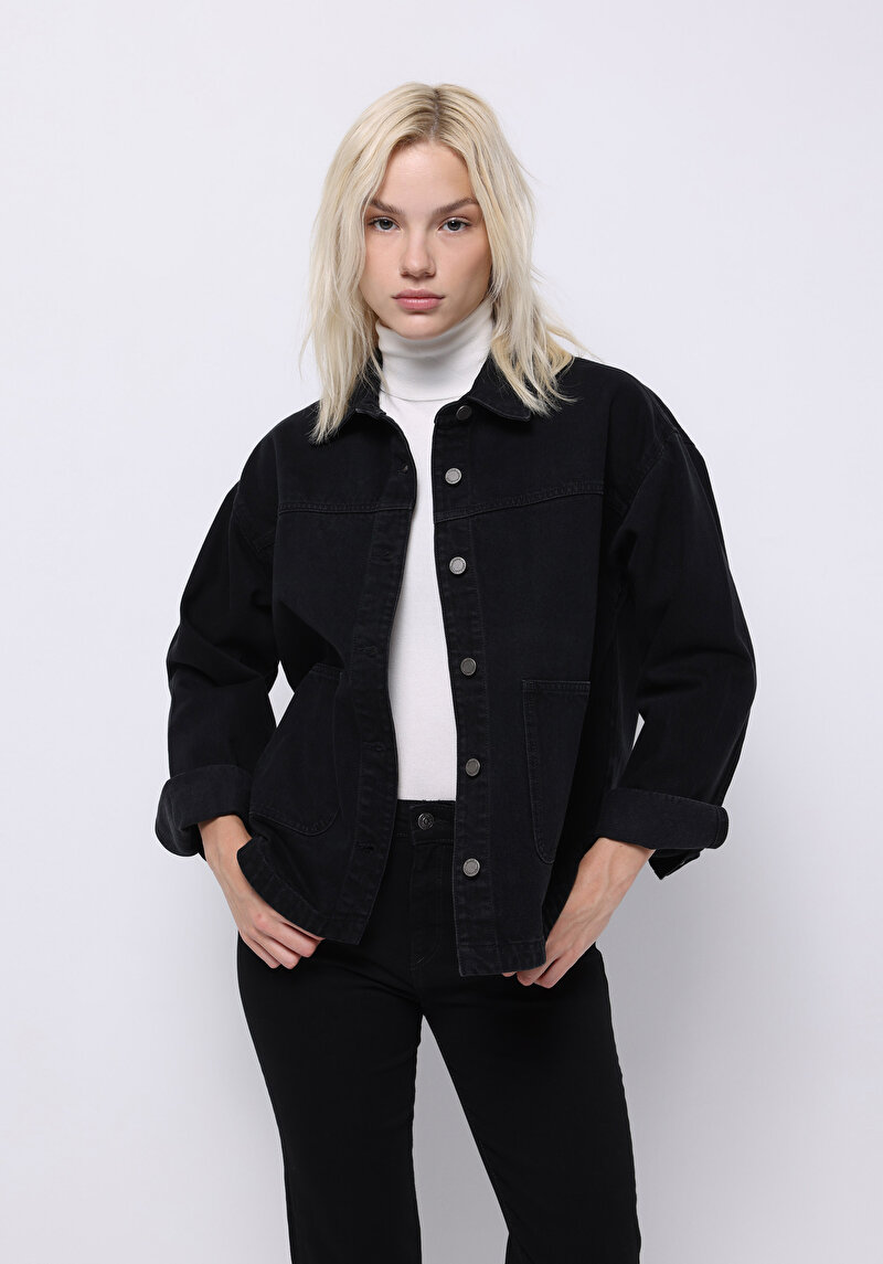 Oversize Fit   Kadın Siyah Shacket
