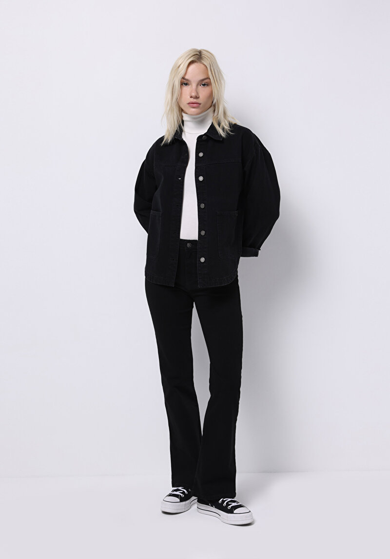 Oversize Fit   Kadın Siyah Shacket