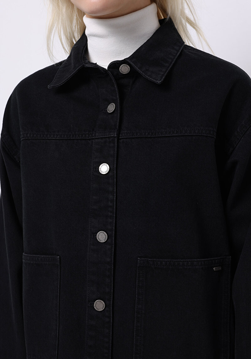 Oversize Fit   Kadın Siyah Shacket