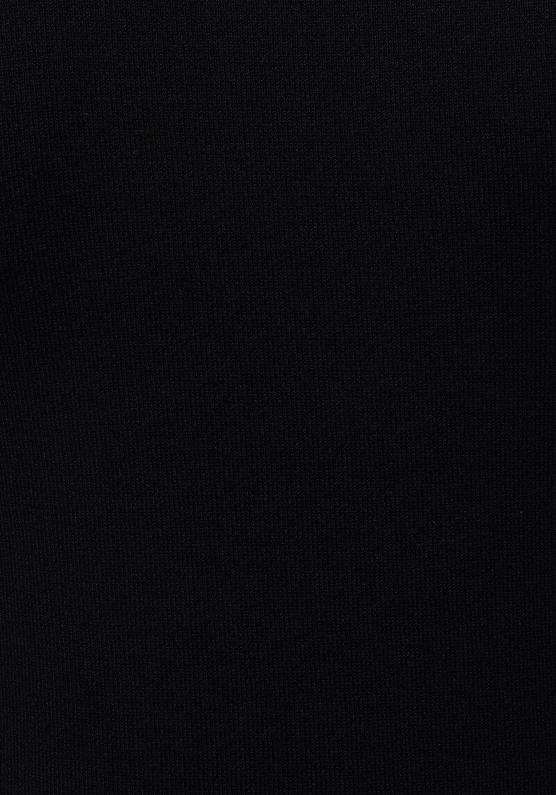 Slim Fit Polo Yaka Düz Kadın Siyah Kazak