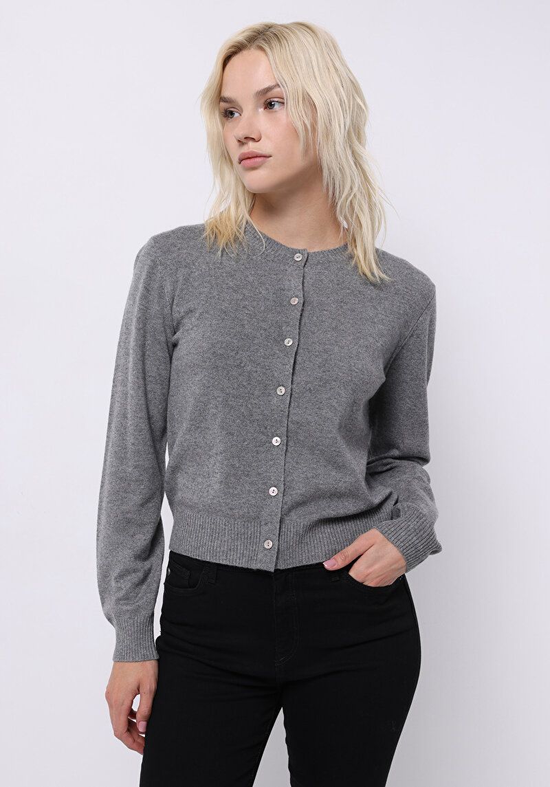 Slim Fit Kadın Gri Hırka