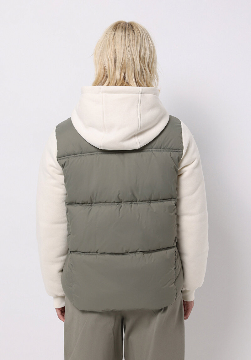 Regular Fit Kapüşonlu Fermuarlı Astarlı  Kadın Yeşil Mont