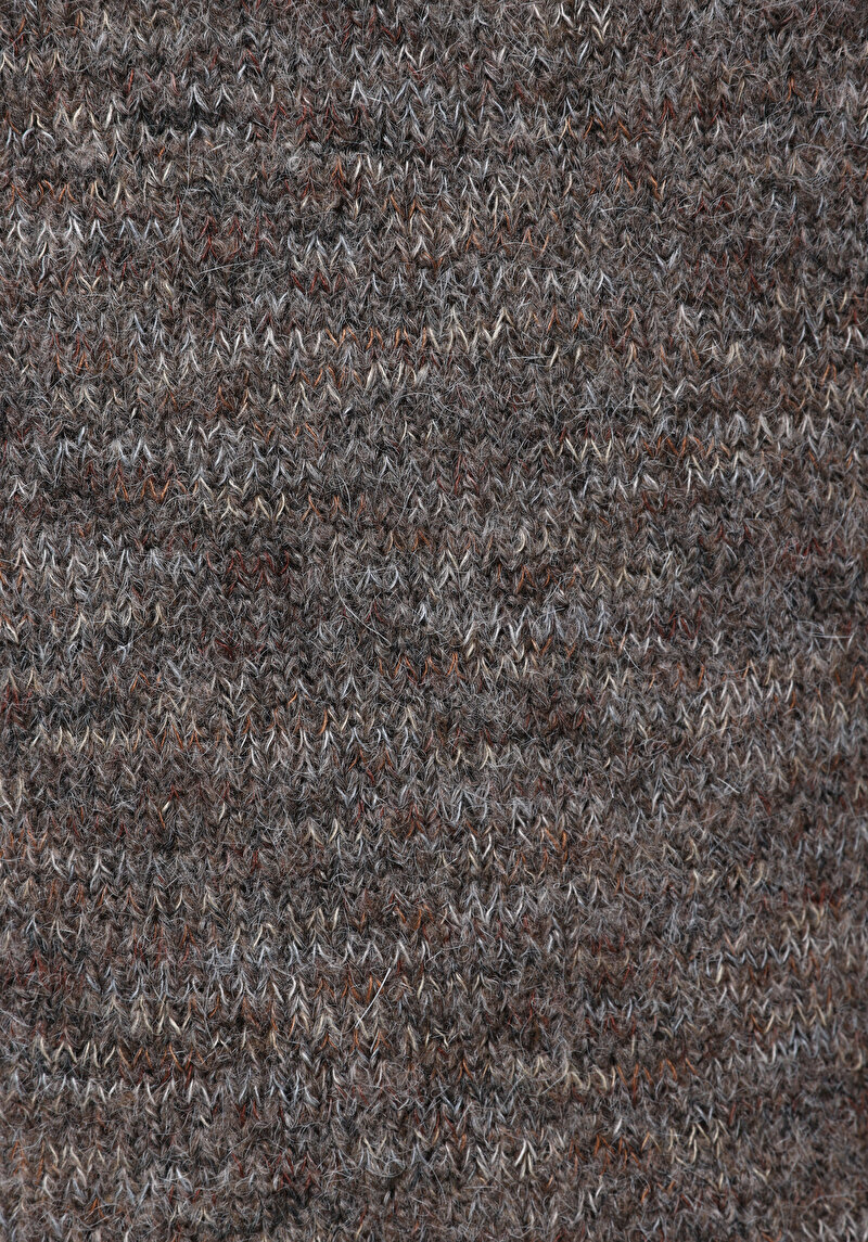 Slim Fit Dik Yaka Düz Kadın Kahverengi Kazak