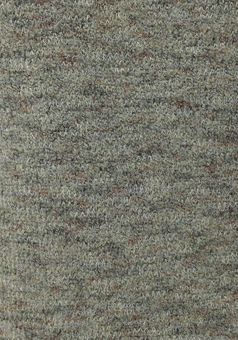 Slim Fit Dik Yaka Düz Kadın Yeşil Kazak