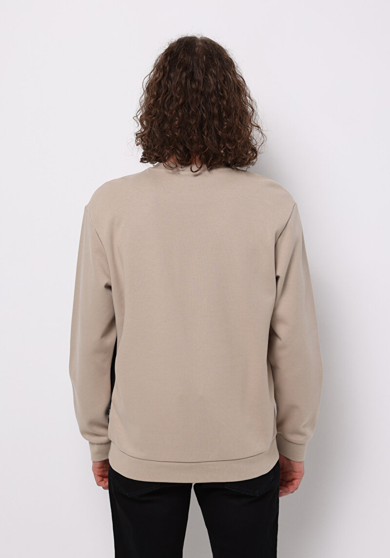 Comfort Fit Erkek Bej Sweatshirt