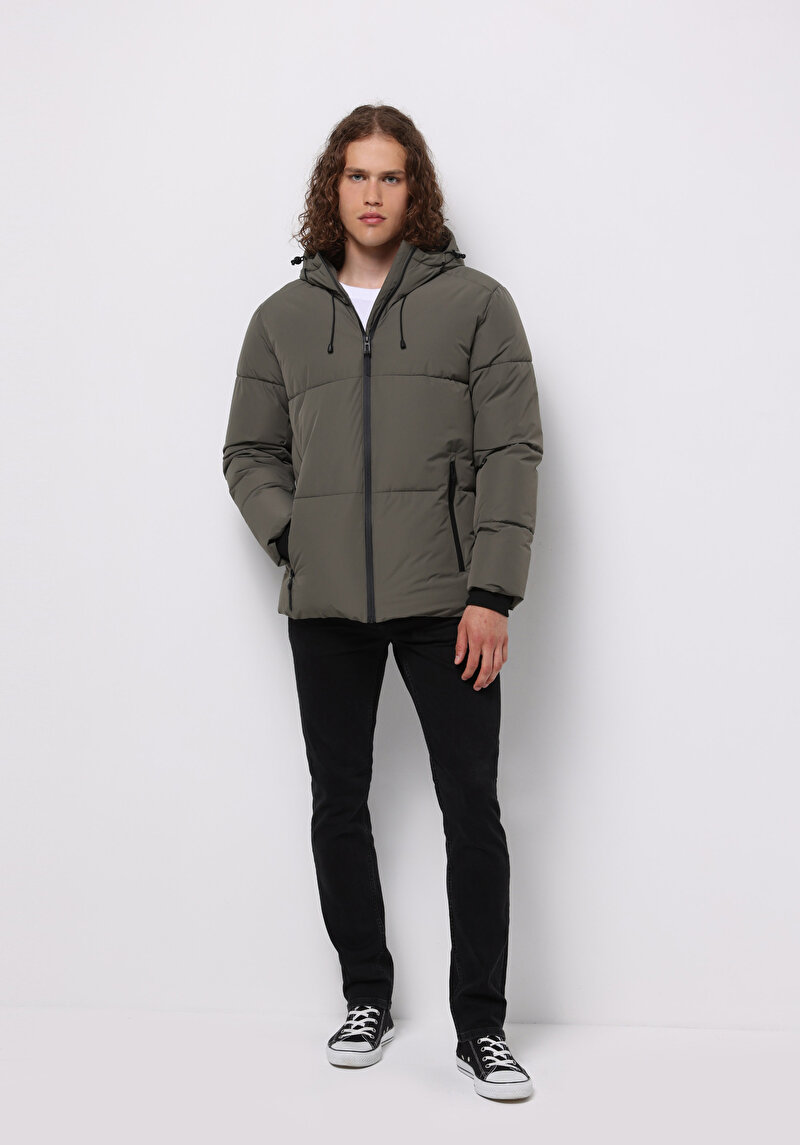 Slim Fit Erkek Yeşil Mont
