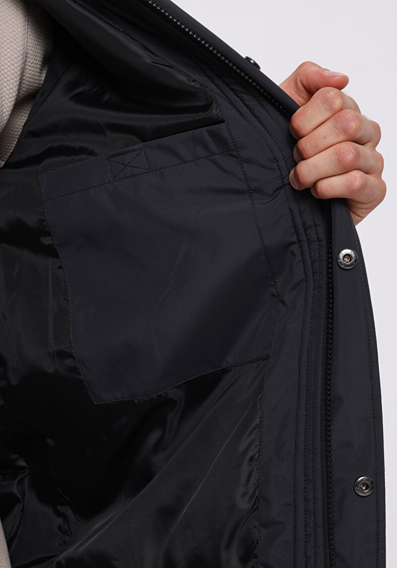 Regular Fit     Erkek Gri Mont