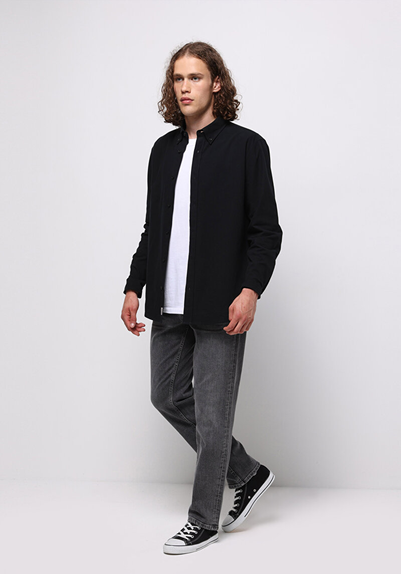 Loose Straight Fit Erkek Antrasit Jean Pantolon