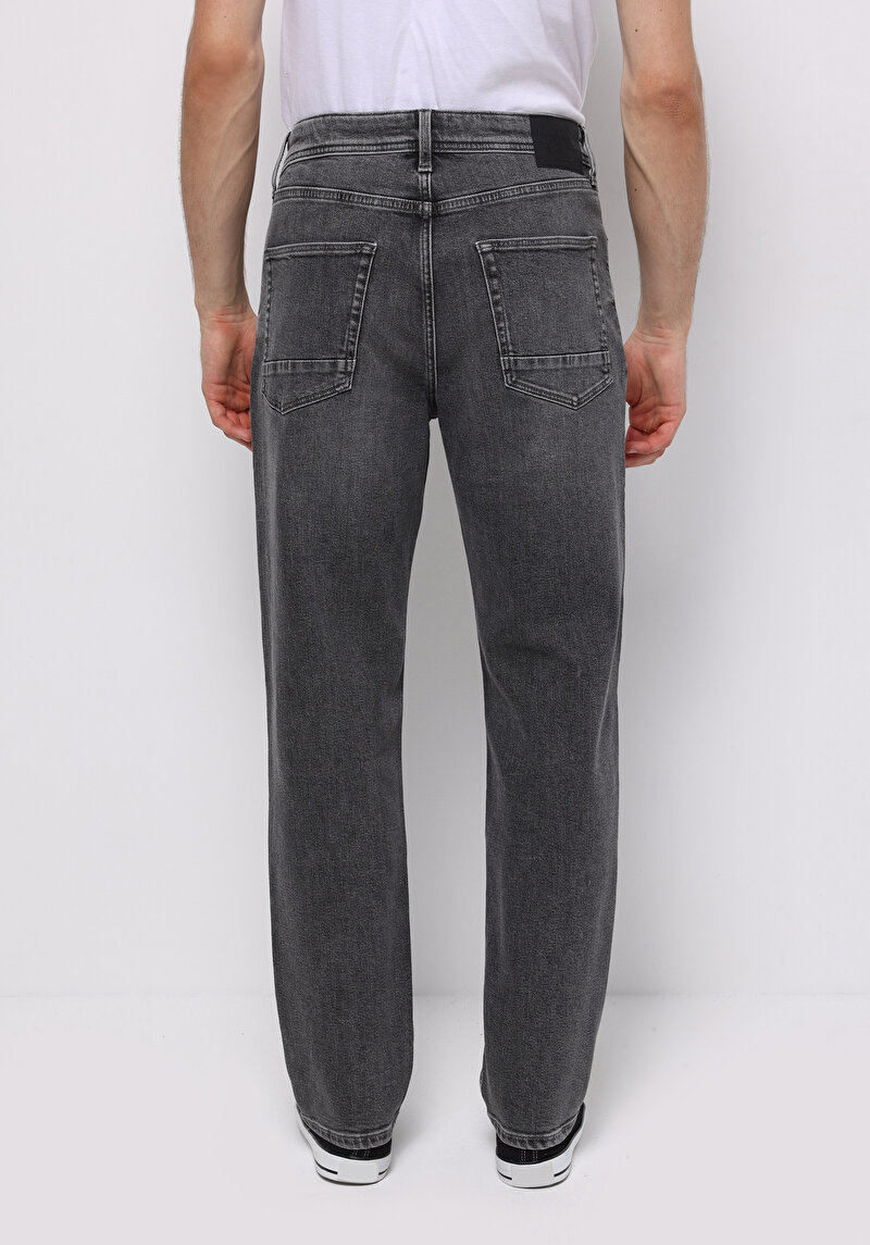 Loose Straight Fit Erkek Antrasit Jean Pantolon
