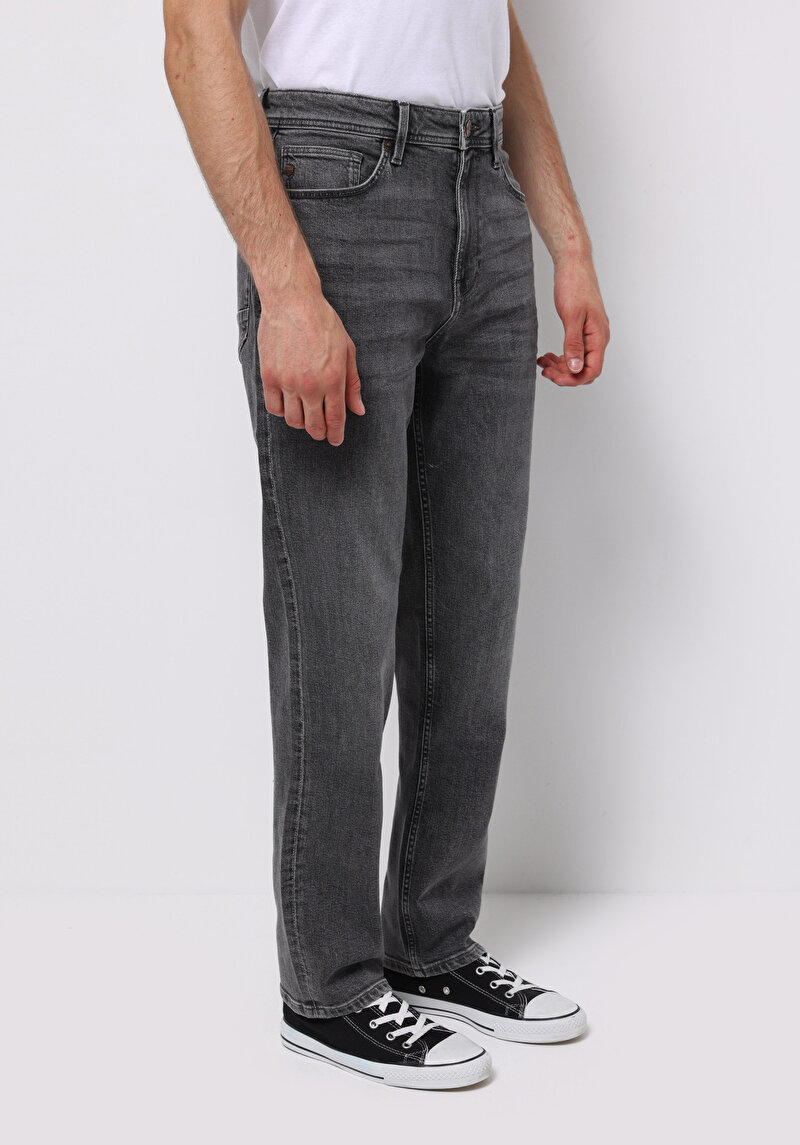 Loose Straight Fit   Erkek Antrasit Jean Pantolon