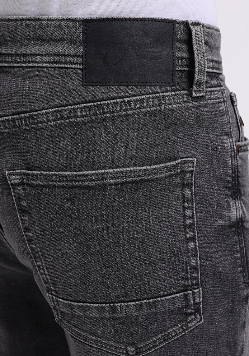 Loose Straight Fit   Erkek Antrasit Jean Pantolon