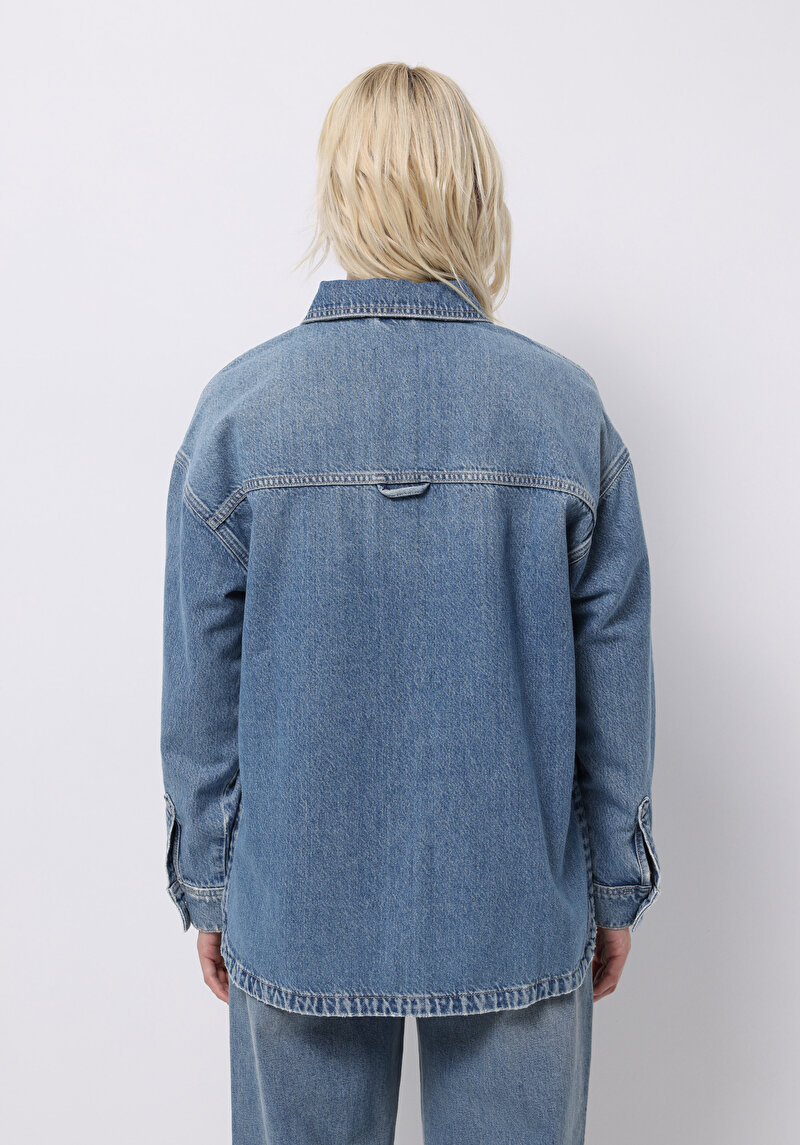 Oversize Fit   Kadın Mavi Shacket