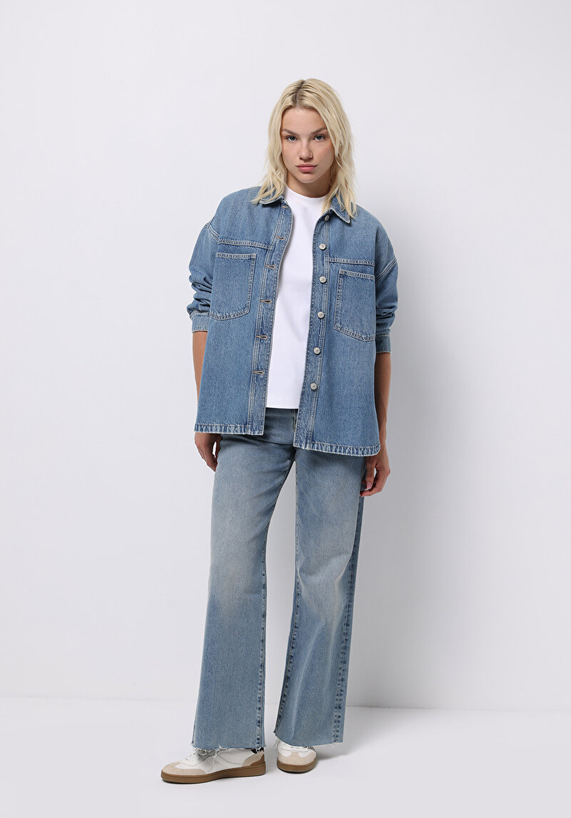 Oversize Fit   Kadın Mavi Shacket