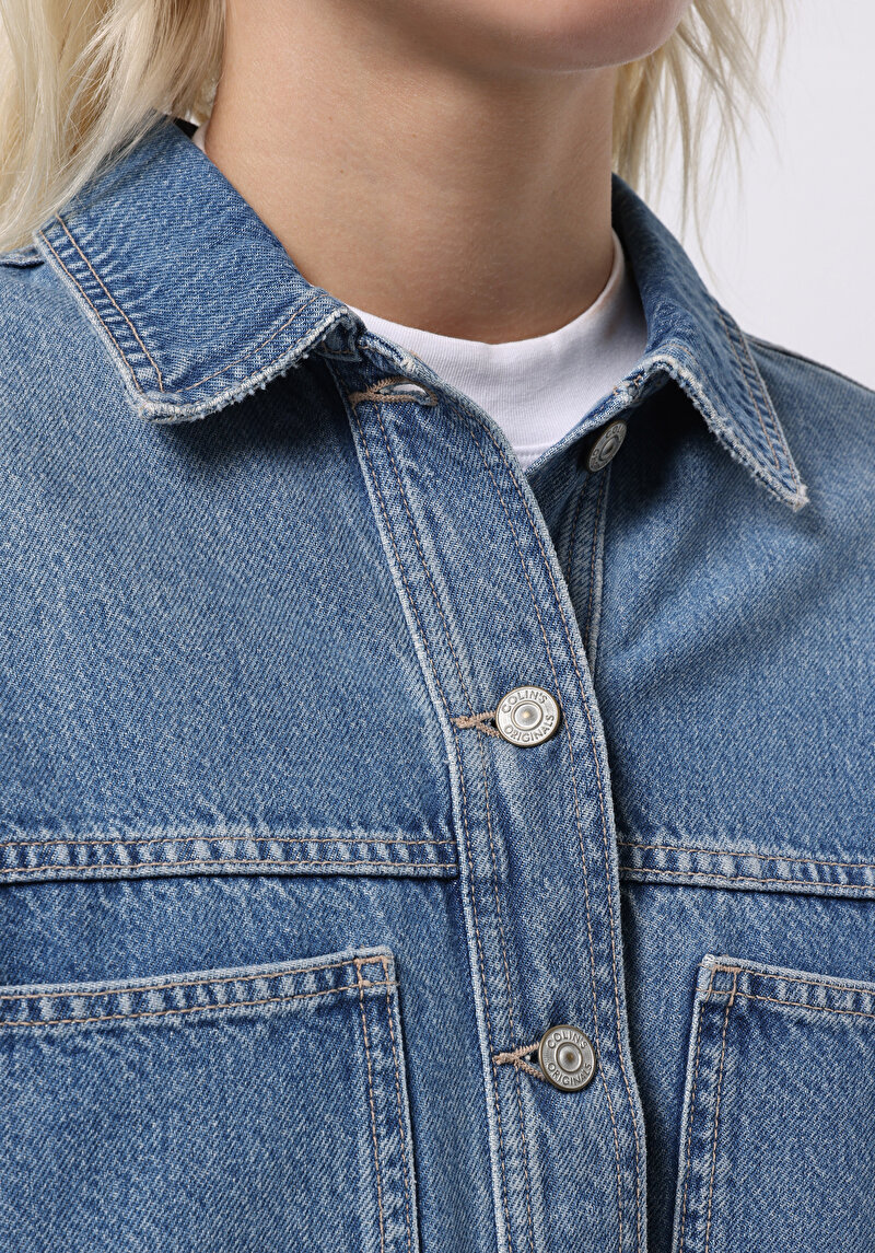 Oversize Fit   Kadın Mavi Shacket