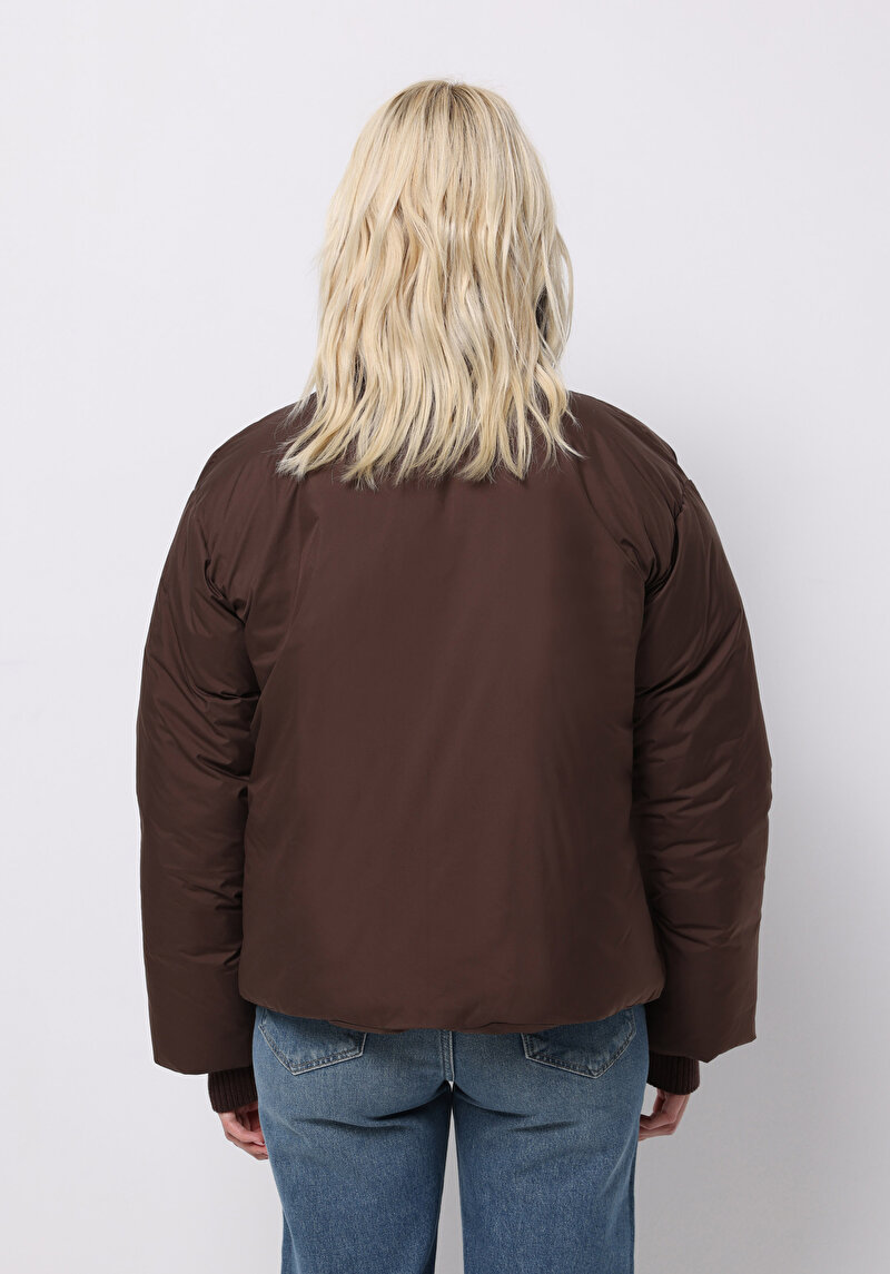 Regular Fit Fermuarlı Fermuarlı Astarlı  Kadın Kahverengi Mont