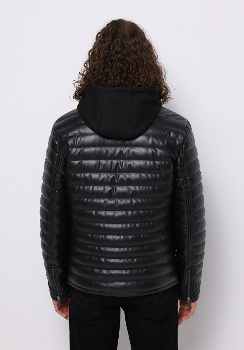 Slim Fit     Erkek Siyah Mont Pu