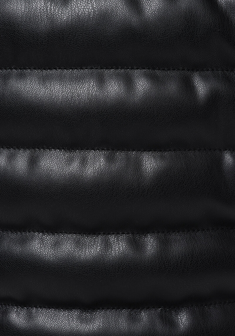 Slim Fit     Erkek Siyah Mont Pu