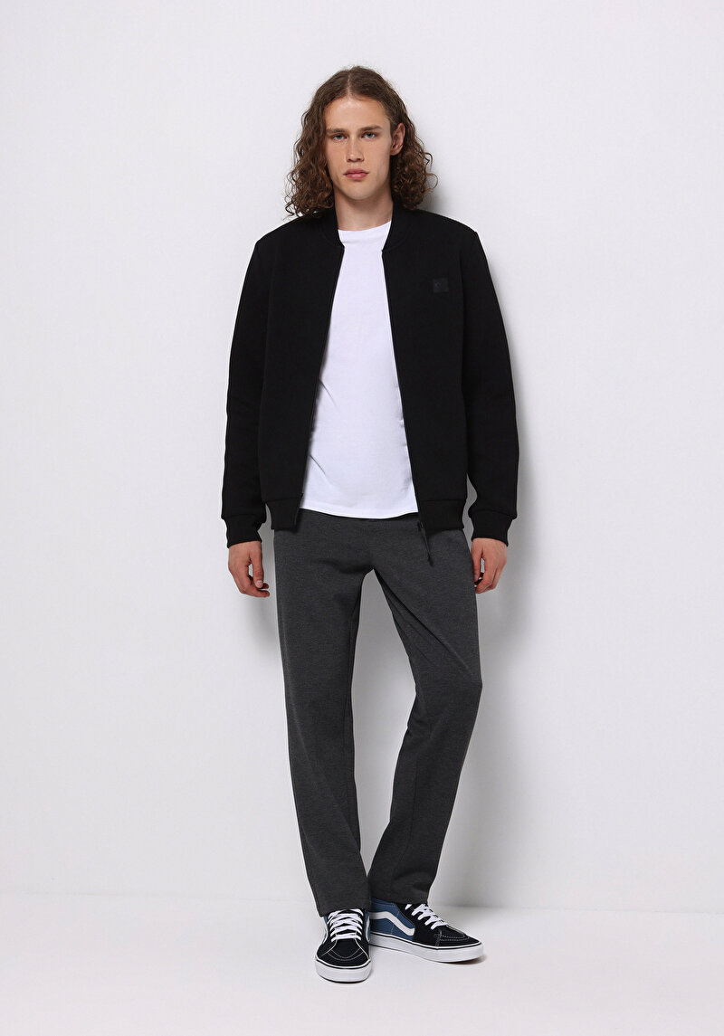 Regular Fit Orta Bel Düz Paça Erkek Antrasit Pantolon