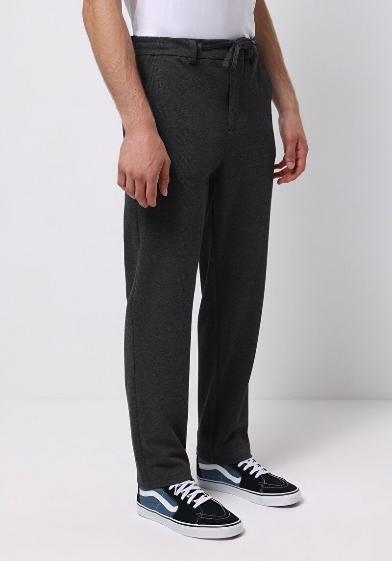 Regular Fit Orta Bel Düz Paça Erkek Antrasit Pantolon