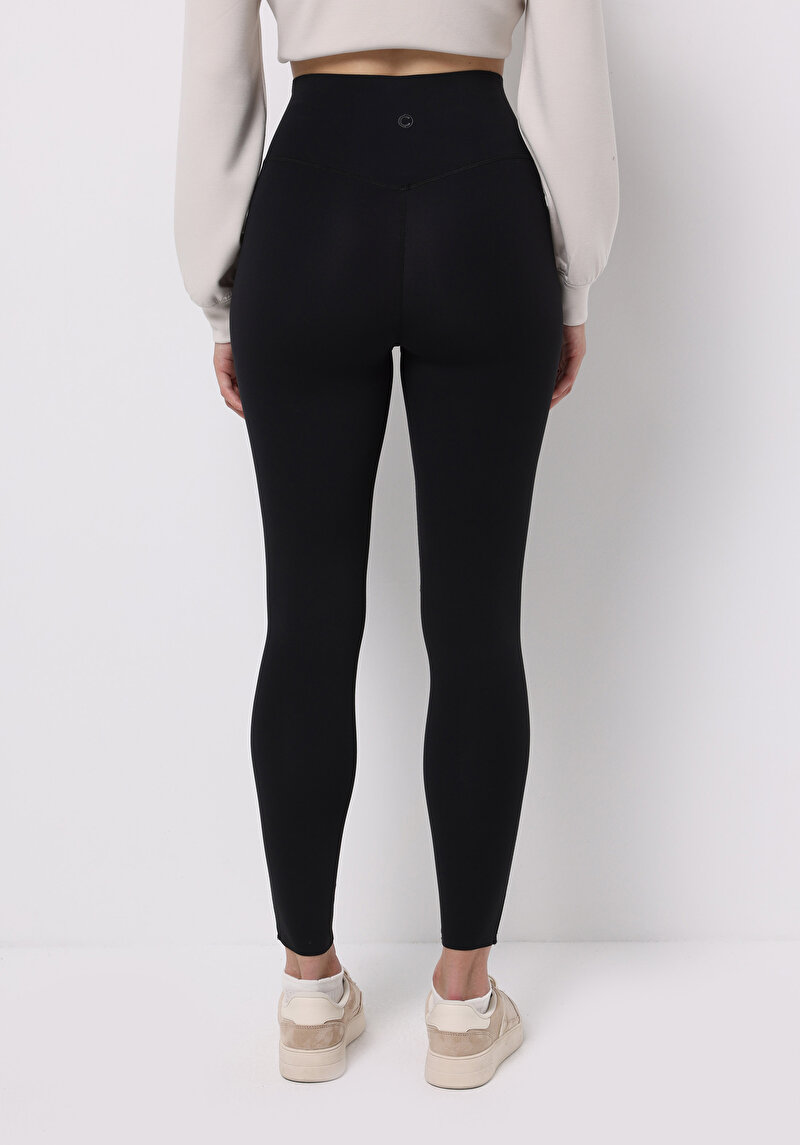 Slim Fit   Kadın Siyah Örme Tayt